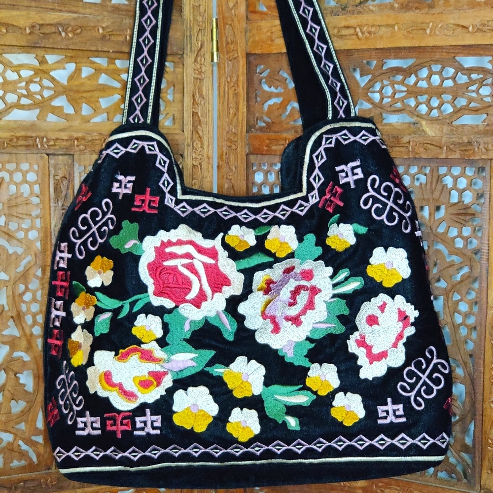 Bohemian floral tote